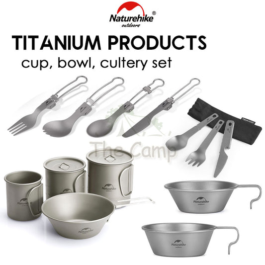 Naturehike Titanium Series Product Cup Bowl Cutlery Set Spork Fork Spoon Knife Cookware Utensil Camping Mobi Garden