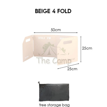 Foldable Outdoor Windshield 3 4 Fold Top Stove Windscreen Wind Sheild Portable Camping Cooking Cookware Pot Grill Pan