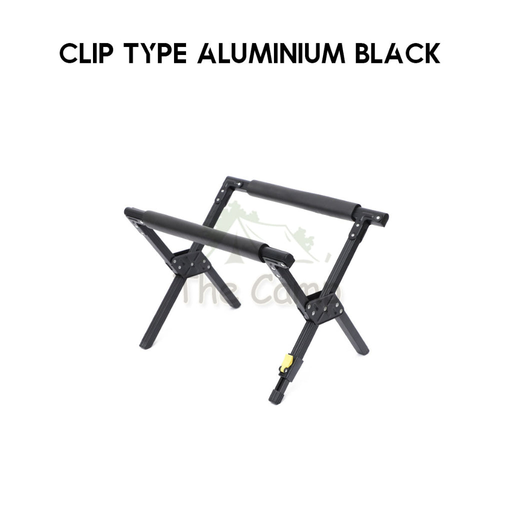 Outdoor Camping Adjustable Aluminium Folding Cooler Box Stand Screw Clip Type Solid Wood Ice Bucket Storage Bag Rack