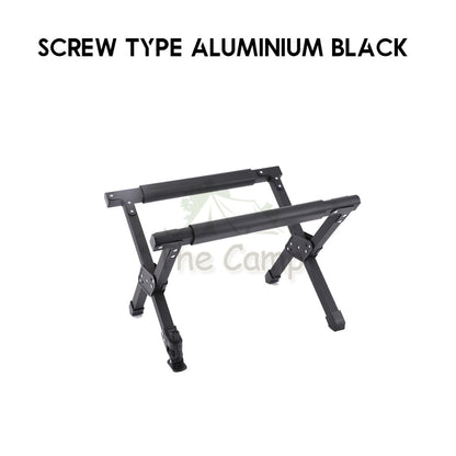 Outdoor Camping Adjustable Aluminium Folding Cooler Box Stand Screw Clip Type Solid Wood Ice Bucket Storage Bag Rack
