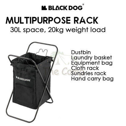 Blackdog Multipurpose Storage Rack Outdoor Camping Folding Aluminium Laundry Basket Bag Trash Garbage Bin CBD2300SN013