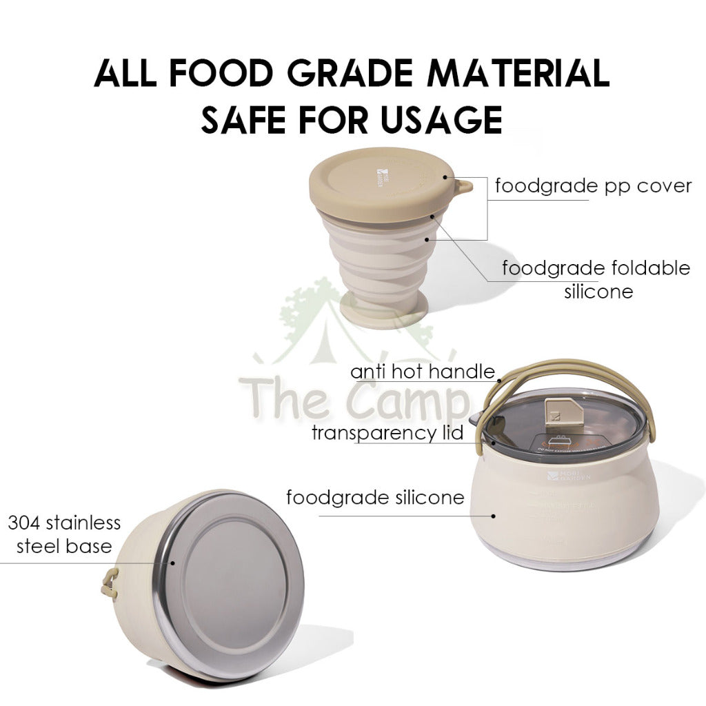 Mobi Garden Foldable Silicone Kettle Cup Outdoor Camping Portable Stainless Steel Teapot Retractable Water NX23666015