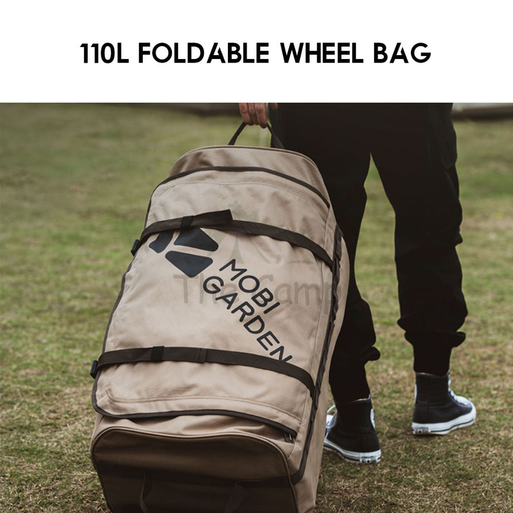 Mobi Garden Folding Wheel Bag 110L Luggage Equipment Storage Bag Outdoor Camping Khaki Picnic NX20664011