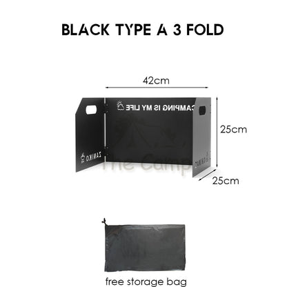 Foldable Outdoor Windshield 3 4 Fold Top Stove Windscreen Wind Sheild Portable Camping Cooking Cookware Pot Grill Pan