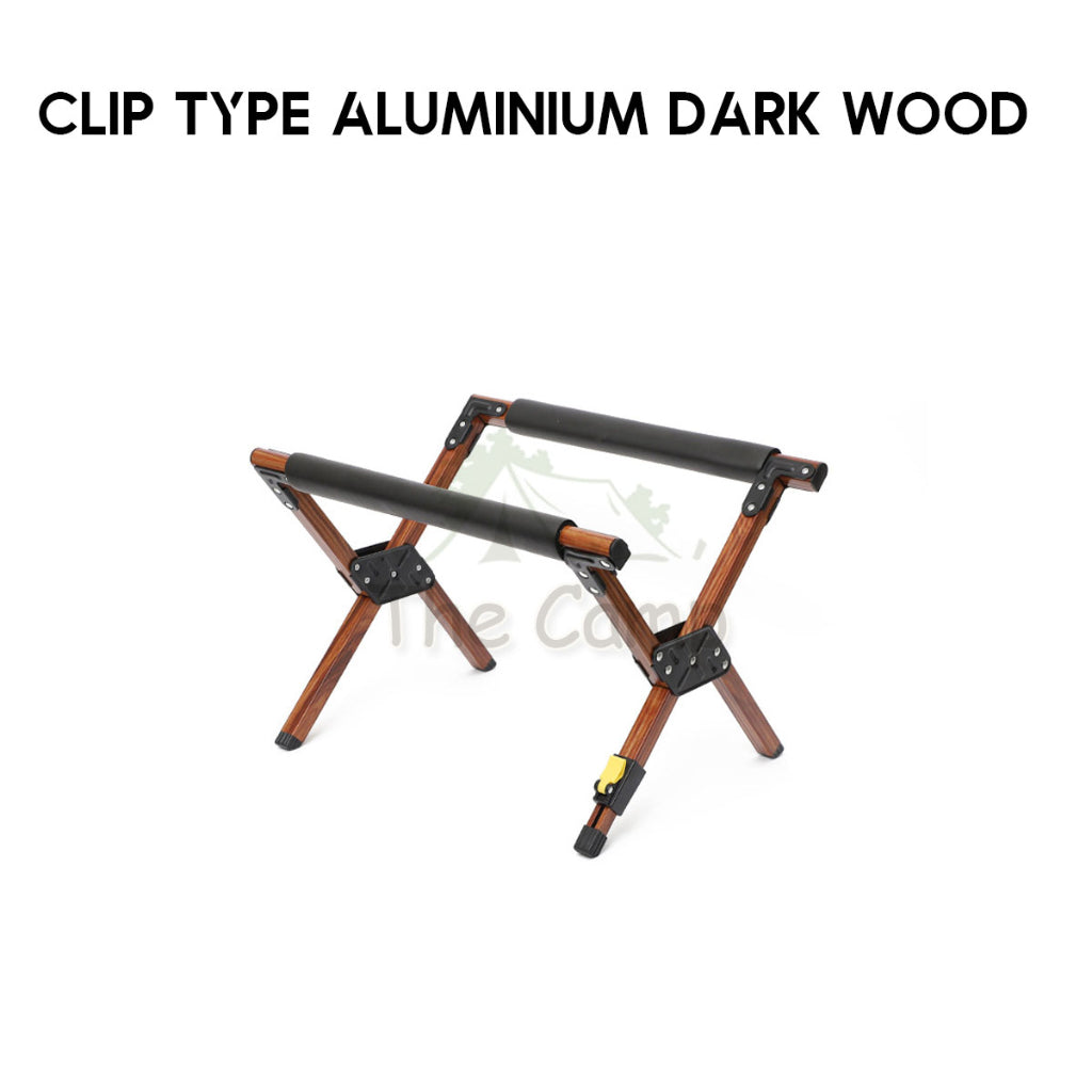 Outdoor Camping Adjustable Aluminium Folding Cooler Box Stand Screw Clip Type Solid Wood Ice Bucket Storage Bag Rack