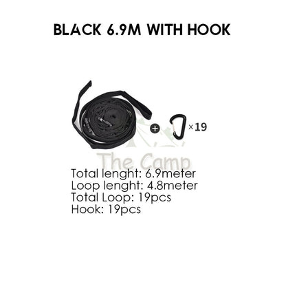 Outdoor Camping Hanging Strap Rope Tent Belt Light Hanger Hanging String Lanyard Hook Carabiner Buckle Black Shinetrip