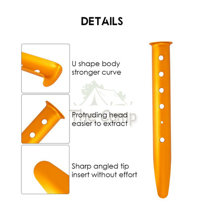 31cm Sand Pegs Aluminium Alloy Beach Stake Nail Anchor Outdoor Camping Stake Kit Sandy Terrain Snow Pasak Pasir Pantai