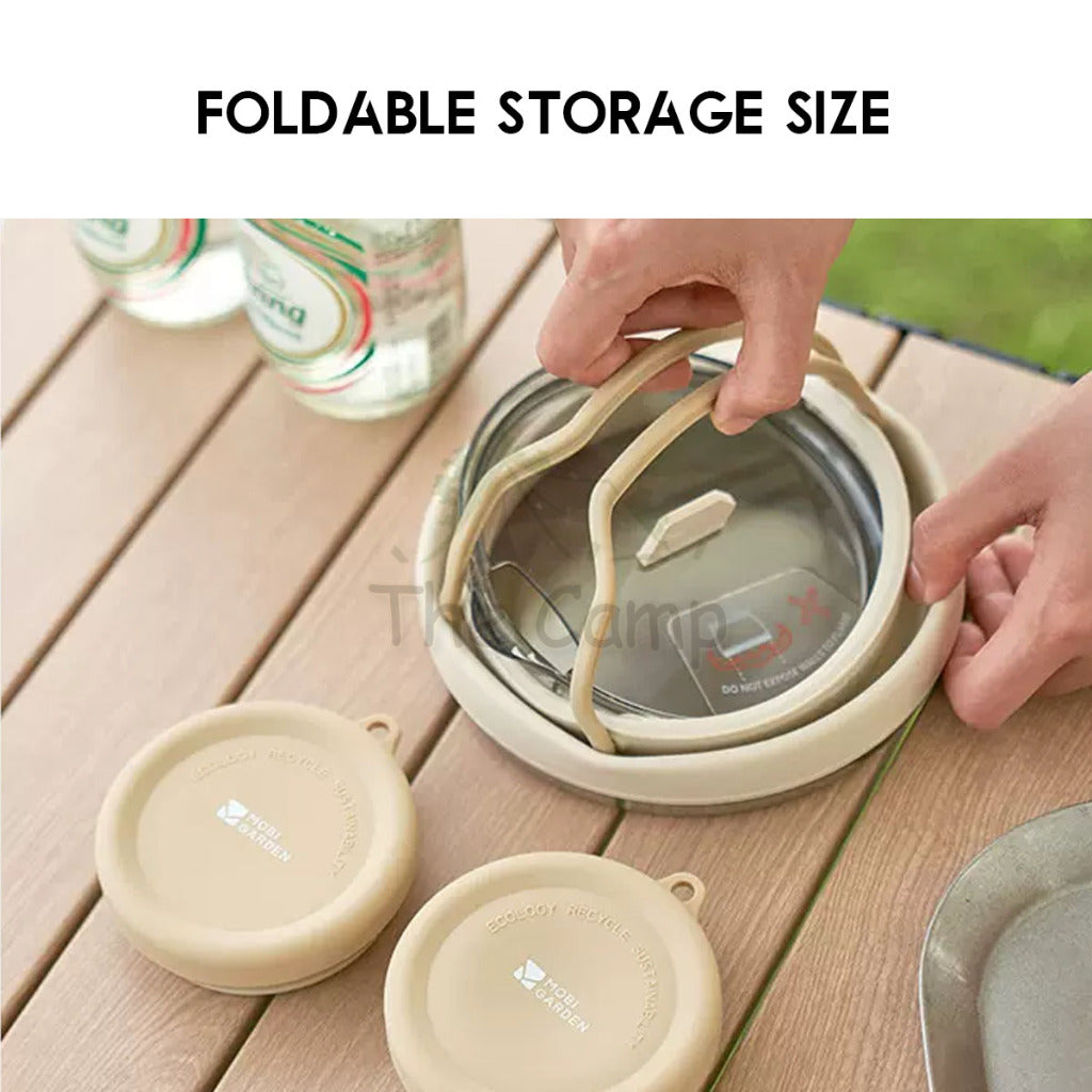 Mobi Garden Foldable Silicone Kettle Cup Outdoor Camping Portable Stainless Steel Teapot Retractable Water NX23666015