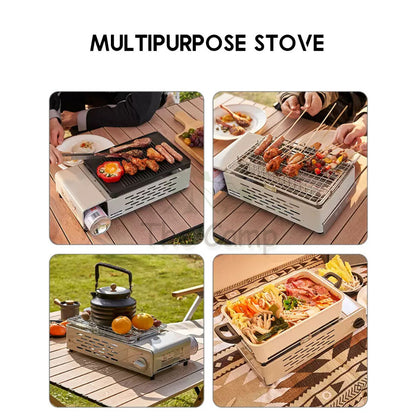 Mobi Garden Multipurpose Stove Gas Cassette Hotpot Camping BBQ Grill Pan Hot Pot Set Cooking Cookware NX23687005