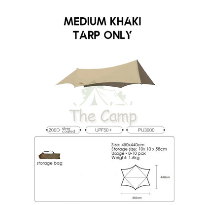 VIDALIDO Monster Tarp Flysheet Silver Coating Black Coated Camping Waterproof Shelter Tent Awning