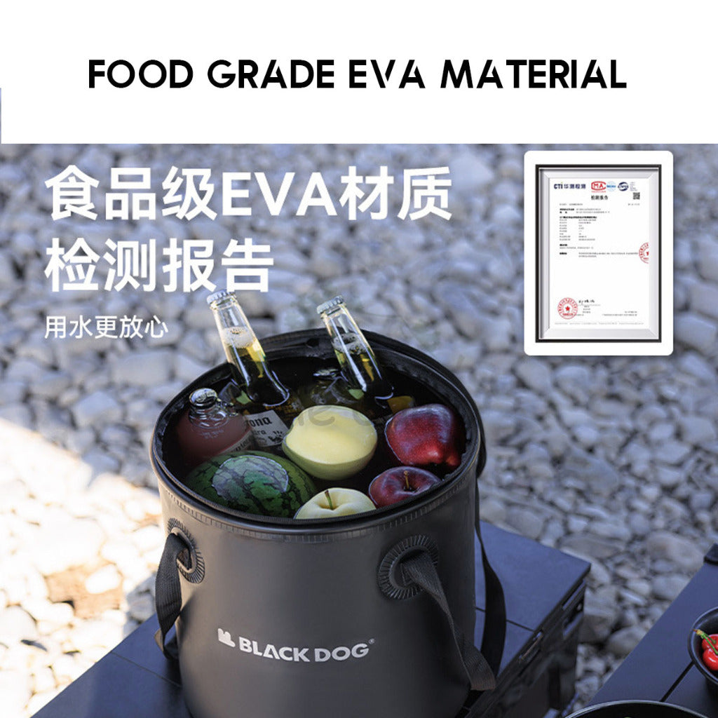 BlackDog Camping Foldable Bucket Black Portable Waterproof Round 20L Litre Water Container Pail Wash Basin CBD2450CF011