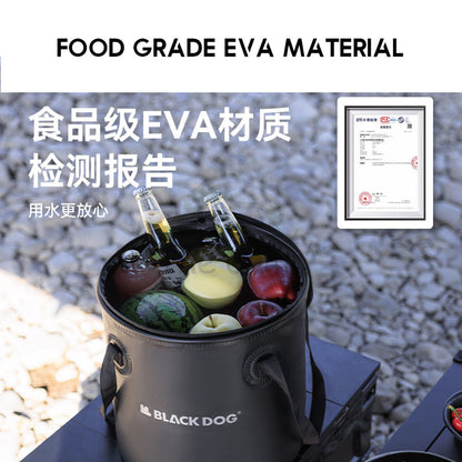 BlackDog Camping Foldable Bucket Black Portable Waterproof Round 20L Litre Water Container Pail Wash Basin CBD2450CF011