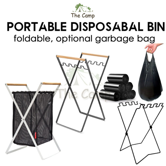 Foldable Garbage Frame Rack Bin Disposable Portable Rubbish Bag Outdoor Camping Trash Holder Stand Wood Steel Storage