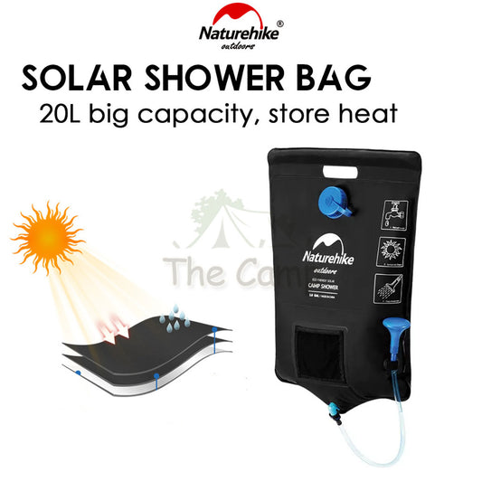 Naturehike Solar Heater Shower Bag 20L Camping Outdoor Bath Equipment Head Switchable Heating Hydration Pack NH21SJ032