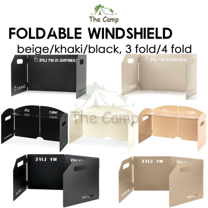 Foldable Outdoor Windshield 3 4 Fold Top Stove Windscreen Wind Sheild Portable Camping Cooking Cookware Pot Grill Pan