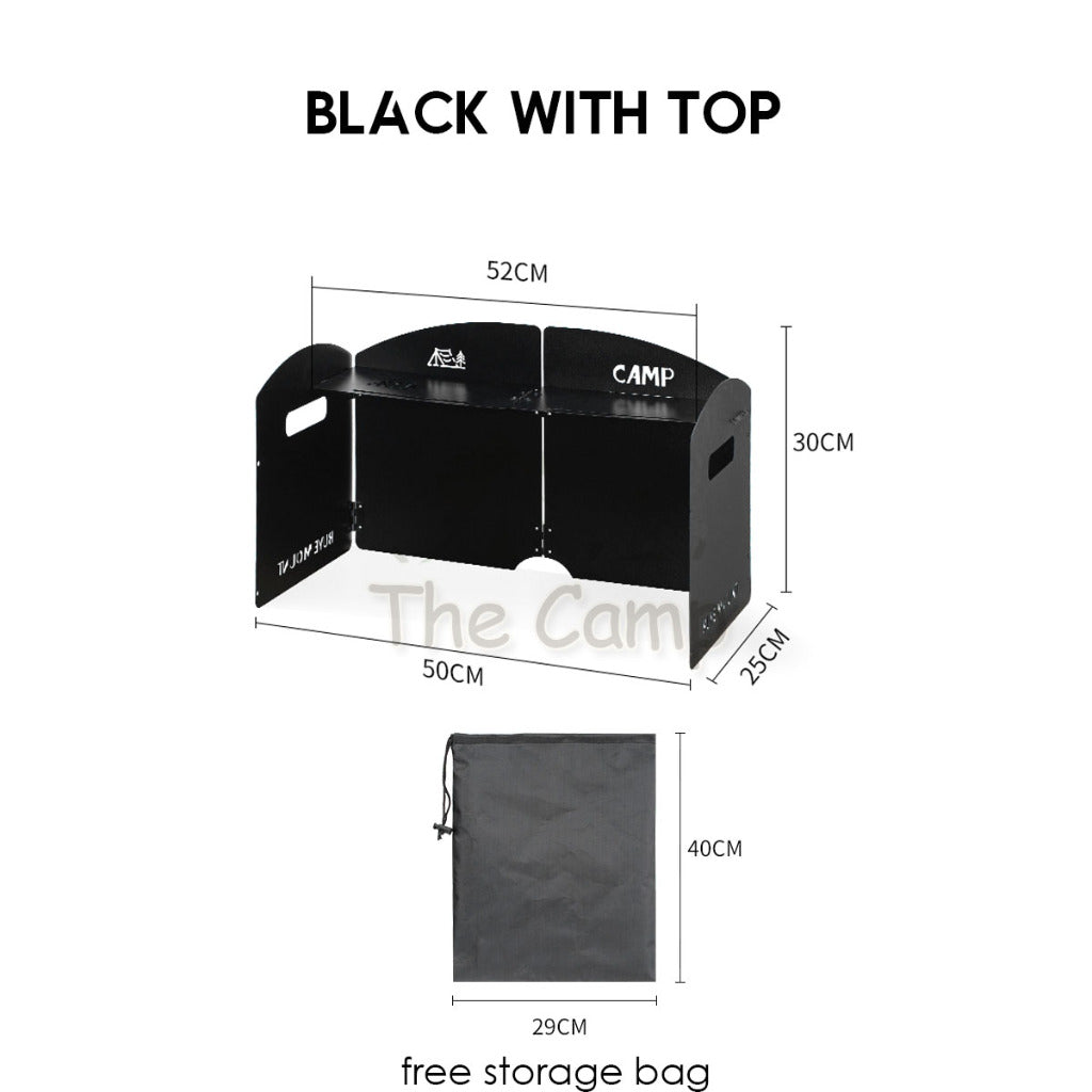 Foldable Outdoor Windshield 3 4 Fold Top Stove Windscreen Wind Sheild Portable Camping Cooking Cookware Pot Grill Pan