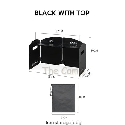 Foldable Outdoor Windshield 3 4 Fold Top Stove Windscreen Wind Sheild Portable Camping Cooking Cookware Pot Grill Pan