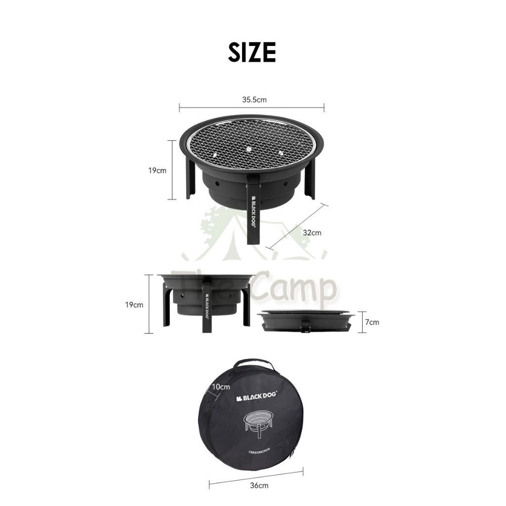 Blackdog Round Charcoal BBQ Grill Fire Pit Stove Outdoor Camping Folding Foldable Barbecue Firepit CBD2450CF010