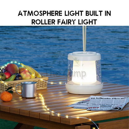 Atmosphere Lamp Built In Roller Fairy Light Fast Pull Bulb Ball String 10m Outdoor Camping Decoration Xmas