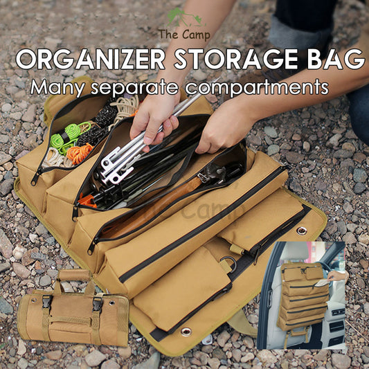 Multipurpose Organizer Storage Bag 4 Row Section Camping Outdoor Peg Hammer Nail Rope Tissue Tool Bag Hardware Beg