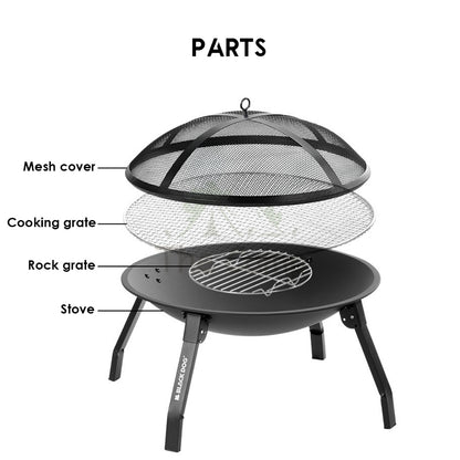 Blackdog Round BBQ Fire Pit Outdoor Camping Folding Foldable Grill Barbecue Fire Pond Firepit Charcoal CBD230CF013