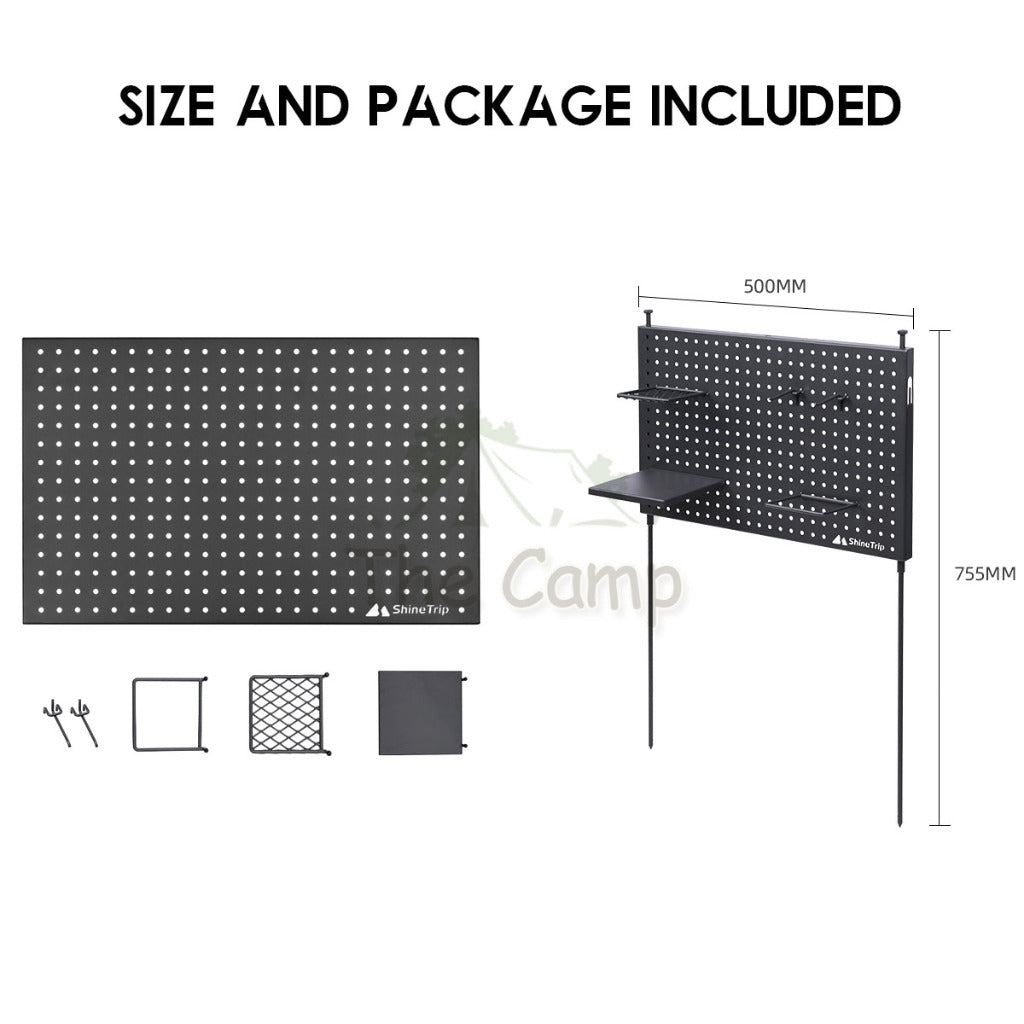 Shinetrip PegBoard Hole Board Peg Board Outdoor Camping Rack Shelf Holder Black Wall Storage Board