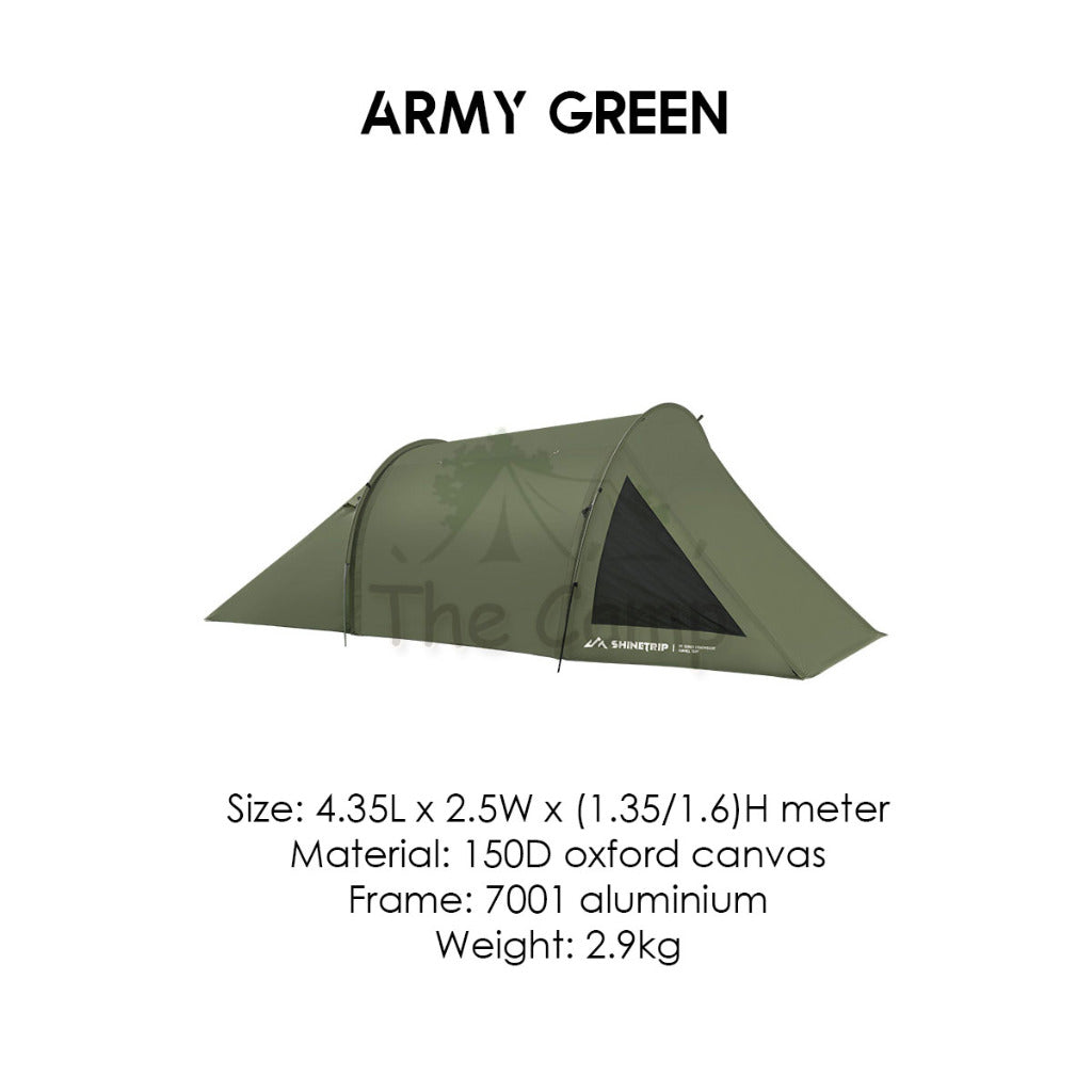 Shinetrip 05 Series Tunnel Tent 1 Room 1 Living Hall Extendable Tarp Camping Outdoor Tactical Black Khaki Army Green