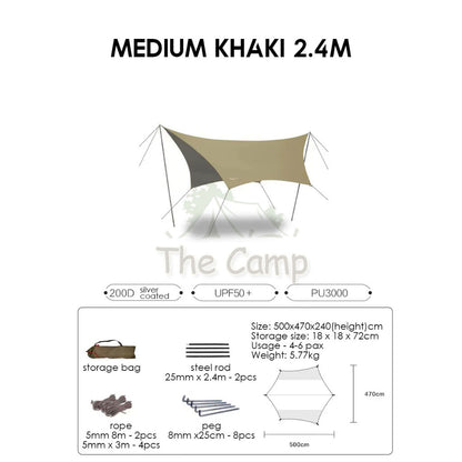 VIDALIDO Butterfly Tarp Flysheet Small Silver Coating Black Coated Camping Waterproof Shelter Tent Awning