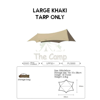 VIDALIDO Monster Tarp Flysheet Silver Coating Black Coated Camping Waterproof Shelter Tent Awning