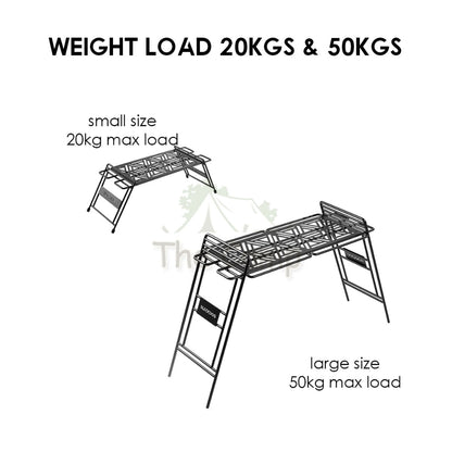 Blackdog Premium Metal Shelf Foldable Storage Rack Folding Rack Matte Black Engraving Small Large BD-ZWJ001