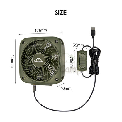 Naturehike USB Fan Camping Outdoor Rechargable Two Way Direction Forward Backward Variable Speed 3 Speed