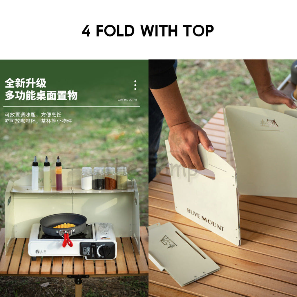 Foldable Outdoor Windshield 3 4 Fold Top Stove Windscreen Wind Sheild Portable Camping Cooking Cookware Pot Grill Pan