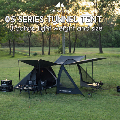 Shinetrip 05 Series Tunnel Tent 1 Room 1 Living Hall Extendable Tarp Camping Outdoor Tactical Black Khaki Army Green