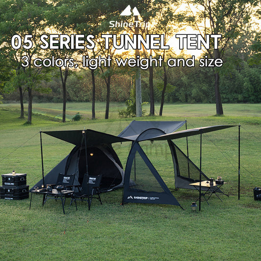 Shinetrip 05 Series Tunnel Tent 1 Room 1 Living Hall Extendable Tarp Camping Outdoor Tactical Black Khaki Army Green