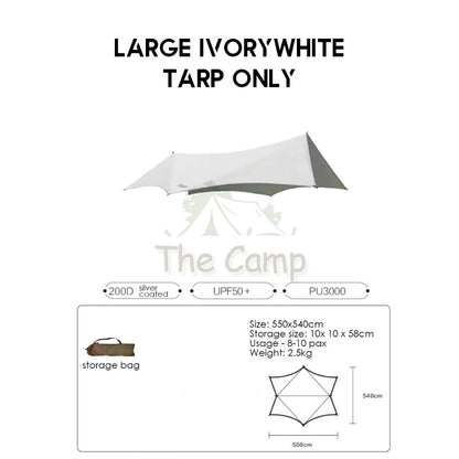 VIDALIDO Monster Tarp Flysheet Silver Coating Black Coated Camping Waterproof Shelter Tent Awning