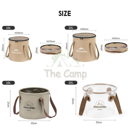 Naturehike Camping Foldable Bucket Portable Waterproof Round 10L 20L Water Transparent Container CNK2350CF010