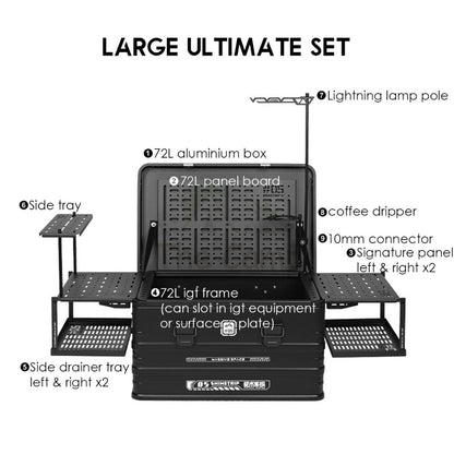 Shinetrip Aluminium Box Set Expandable IGT Storage Box 44L 72L Tactical Case Stool Table Outdoor Camping