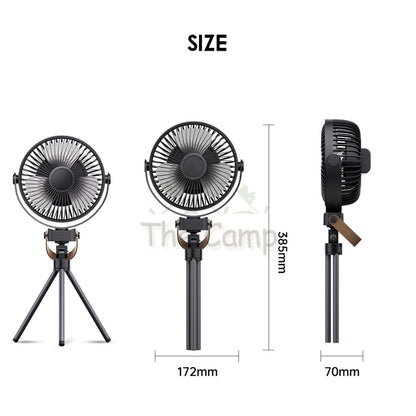 K18 Tripod Fan 4 Speed Control with Light 4800mah Desk Standing Hanging Outdoor Camping USB Powerbank
