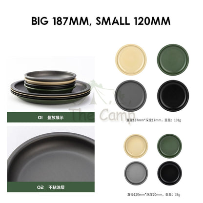 Retro Aluminium Tableware Plate Bowl Cup Mug Outdoor Camping Cookware Black Green Khaki Stove Cookware