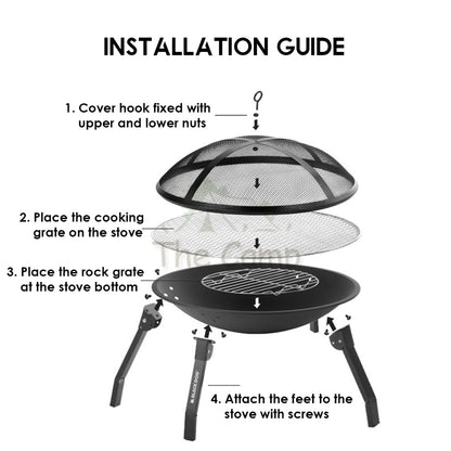 Blackdog Round BBQ Fire Pit Outdoor Camping Folding Foldable Grill Barbecue Fire Pond Firepit Charcoal CBD230CF013