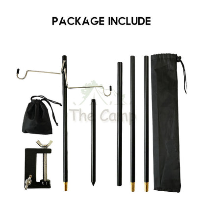 Camping Lamp Pole 1.2m / 1.5m Single / Double Light Hanger Rod Adjustable Lantern Stand Outdoor Spider Tray Top Panel