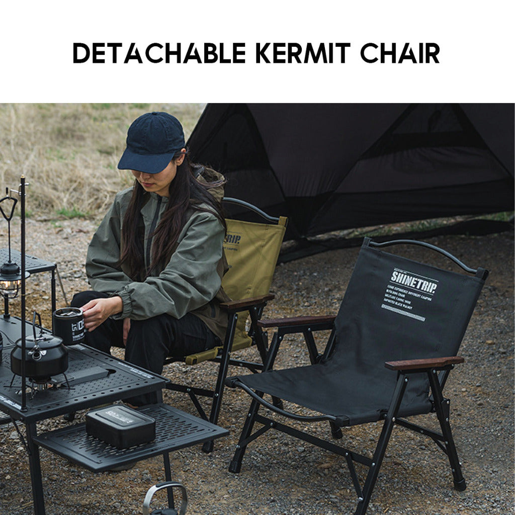 Shinetrip 05 Series Detachable Kermit Chair Tactical Back Support Heavy Duty Outdoor Camping Portable Black Khaki