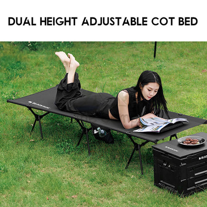 Blackdog Adjustable Height Camping Cot with Pillow Foldable Sleeping Mat Outdoor Bed Mattress Tent Flysheet CBD2450WS016