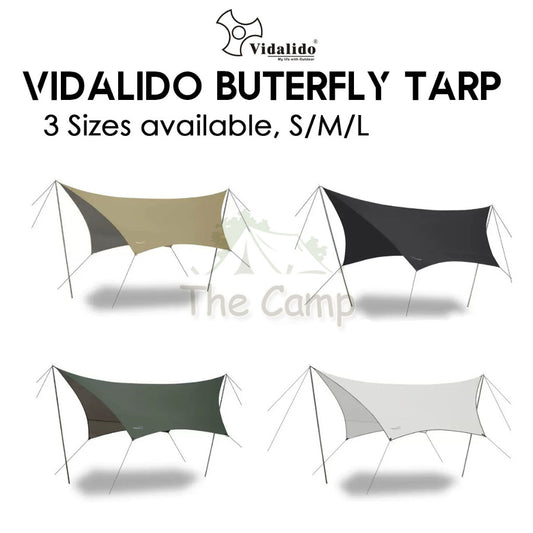 VIDALIDO Butterfly Tarp Flysheet Small Silver Coating Black Coated Camping Waterproof Shelter Tent Awning