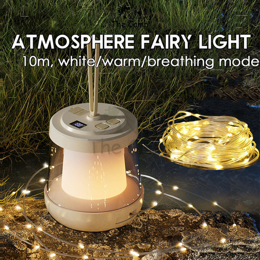 Atmosphere Lamp Built In Roller Fairy Light Fast Pull Bulb Ball String 10m Outdoor Camping Decoration Xmas