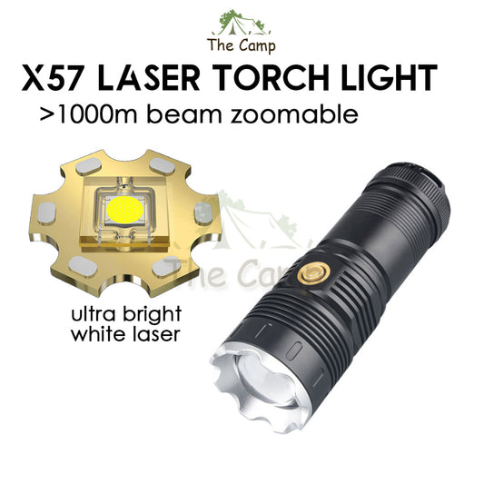 X57 White Laser Torch Light 5000mah Zoomable LED Lamp Tactical Camping Outdoor Lantern High Brightness Ultrar Bright