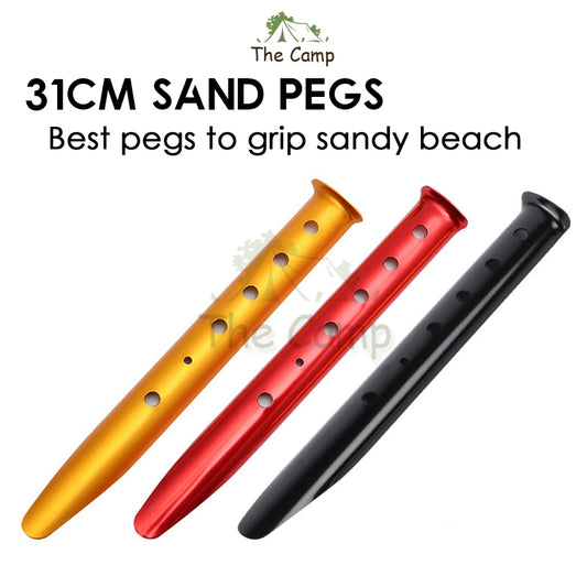 31cm Sand Pegs Aluminium Alloy Beach Stake Nail Anchor Outdoor Camping Stake Kit Sandy Terrain Snow Pasak Pasir Pantai