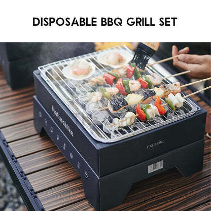 Naturehike Disposable BBQ Grill Stove Set Charcoal BBQ Kit Rack Reusable 2-3 Times Camping Outdoor CNK2300CW012