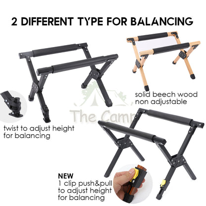 Outdoor Camping Adjustable Aluminium Folding Cooler Box Stand Screw Clip Type Solid Wood Ice Bucket Storage Bag Rack