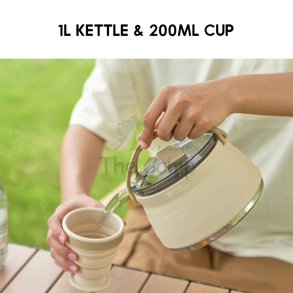 Mobi Garden Foldable Silicone Kettle Cup Outdoor Camping Portable Stainless Steel Teapot Retractable Water NX23666015